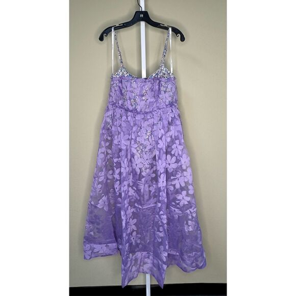 For Love & Lemons NWT Villegas Midi Dress in Purple Size M - Picture 4 of 10